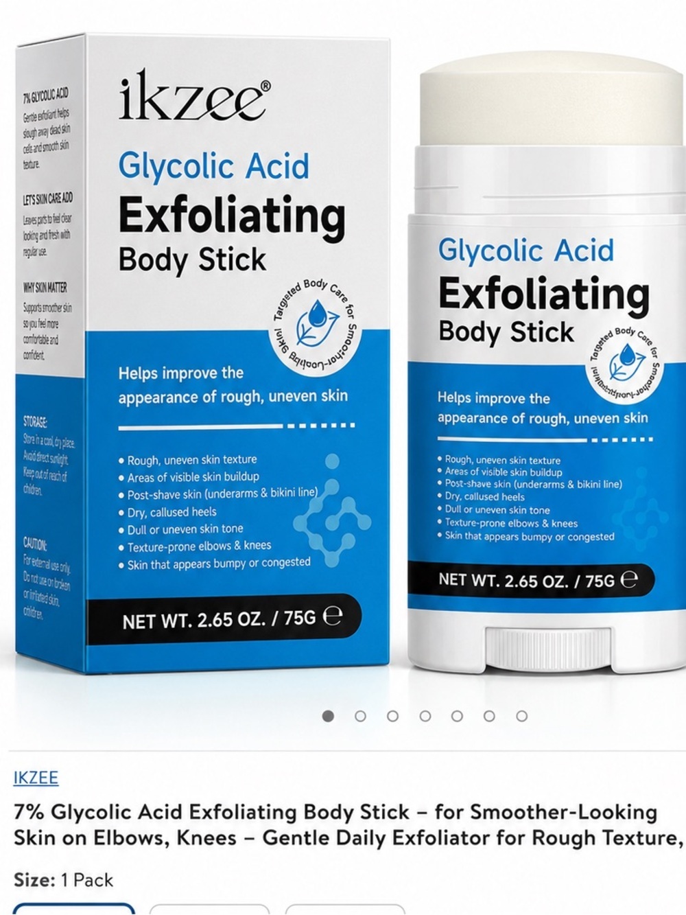 Glycolic Acid Exfoliating Body Stick - 7% | White & Blue